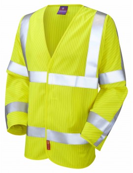 Leo Anti-Static Waistcoat –Long Sleeve - Yellow S17 High Visibility